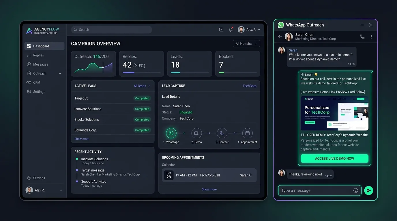 Automated B2B WhatsApp Outreach & Live Subdomain Demo Pipeline